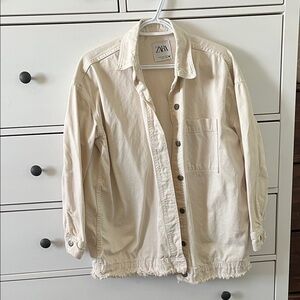 Zara Beige Casual Button-Up Shirt